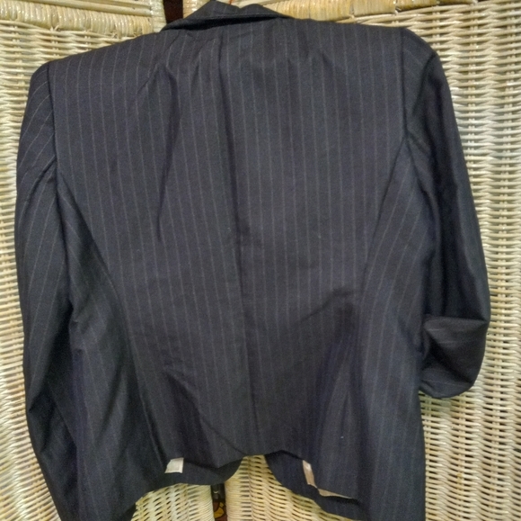 Kasper Blazer Suit Jacket Brown ,Strips Cropped Size 4P - Picture 4 of 9